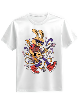 Koszulka Koszulka Męska Zając z Gitarą Biała - Śmieszne T-Shirty z Nadrukami ?