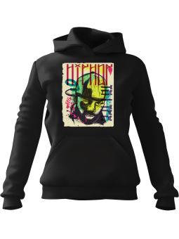 Bluza Damska z kapturem Hip Hop Raper Czarna - Modna Odzież z Nadrukami ?