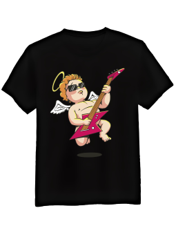 Koszulka Koszulka Męska Aniołek z Gitarą Czarna - Śmieszne T-Shirty z Nadrukami ?