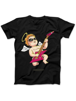 Koszulka Koszulka Damska Aniołek z Gitarą Czarna - Śmieszne T-Shirty z Nadrukami ?