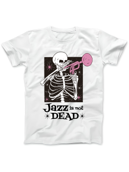 Koszulka Koszulka Damska Szkielet Jazz Is Not Dead Biała - Śmieszne T-Shirty z Nadrukami ?