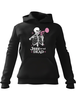 Bluza Damska z kapturem Szkielet Jazz Is Not Dead Czarna - Modna Odzież z Nadrukami ?