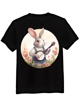 Koszulka Koszulka Męska Zając z Mandoliną Czarna - Śmieszne T-Shirty z Nadrukami ?