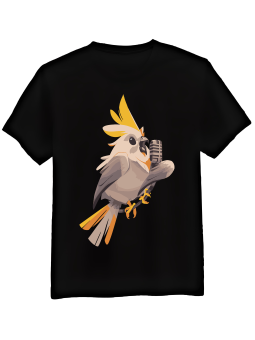 Koszulka Koszulka Męska Śpiewająca Papuga Czarna - Śmieszne T-Shirty z Nadrukami ?