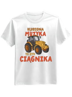 Koszulka Koszulka Męska Ulubiona Muzyka To Ryk Ciągnika Biała - Śmieszne T-Shirty z Nadrukami ?