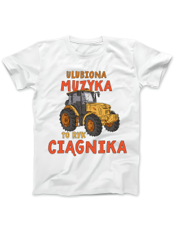Koszulka Koszulka Damska Ulubiona Muzyka To Ryk Ciągnika Biała - Śmieszne T-Shirty z Nadrukami ?
