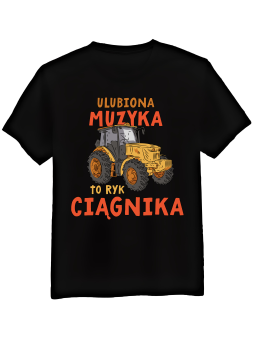 Koszulka Koszulka Męska Ulubiona Muzyka To Ryk Ciągnika Czarna - Śmieszne T-Shirty z Nadrukami ?