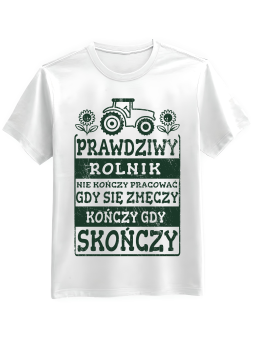 Koszulka Koszulka Męska Prawdziwy Rolnik Biała - Śmieszne T-Shirty z Nadrukami ?