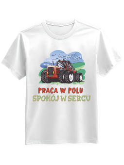 Koszulka Koszulka Męska Praca w Polu Spokój w Sercu Biała - Śmieszne T-Shirty z Nadrukami ?