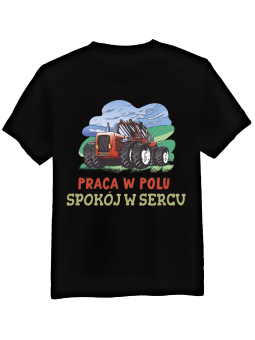 Koszulka Koszulka Męska Praca w Polu Spokój w Sercu Czarna - Śmieszne T-Shirty z Nadrukami ?