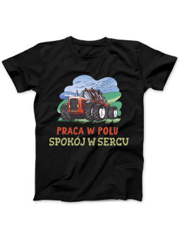 Koszulka Koszulka Damska Praca w Polu Spokój w Sercu Czarna - Śmieszne T-Shirty z Nadrukami ?