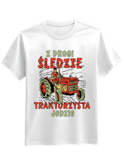 Koszulka Koszulka Męska Z Drogi Śledzie Biała - Śmieszne T-Shirty z Nadrukami ?