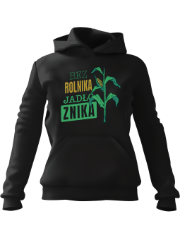 Bluza Męska z kapturem Bez Rolnika Jadło Znika Czarna - Śmieszne gadżety z Nadrukami ?