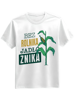 Koszulka Koszulka Męska Bez Rolnika Jadło Znika Biała - Śmieszne T-Shirty z Nadrukami ?