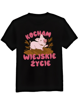 Koszulka Koszulka Męska Kocham Wiejskie Życie Czarna - Śmieszne T-Shirty z Nadrukami ?