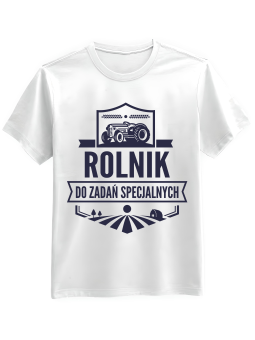 Koszulka Koszulka Męska Rolnik Do Zadań Specjalnych Biała - Śmieszne T-Shirty z Nadrukami ?