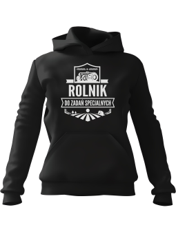Bluza Damska z kapturem Rolnik Do Zadań Specjalnych Czarna - Modna Odzież z Nadrukami ?