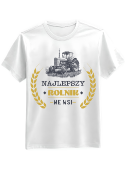 Koszulka Koszulka Męska Najlepszy Rolnik We Wsi Traktor Biała - Śmieszne T-Shirty z Nadrukami ?