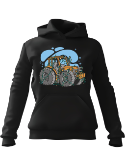 Bluza Męska z kapturem Świąteczny Ciągnik Czarna - Śmieszne gadżety z Nadrukami ?