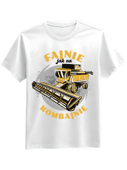 Koszulka Koszulka Męska Fajnie Jak Na Kombajnie Biała - Śmieszne T-Shirty z Nadrukami ?