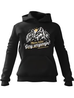 Bluza Damska z kapturem Góry Wzywają Czarna - Modna Odzież z Nadrukami ?