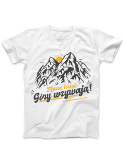 Koszulka Koszulka Damska Góry Wzywają Biała - Śmieszne T-Shirty z Nadrukami ?