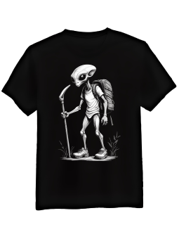 Koszulka Koszulka Męska Kosmita Na Szlaku Czarna - Śmieszne T-Shirty z Nadrukami ?