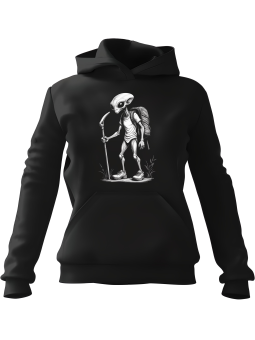 Bluza Damska z kapturem Kosmita Na Szlaku Czarna - Modna Odzież z Nadrukami ?