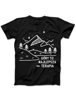 Koszulka Koszulka Damska Góry To Najlepsza Terapia Czarna - Śmieszne T-Shirty z Nadrukami ?