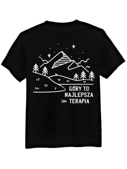 Koszulka Koszulka Męska Góry To Najlepsza Terapia Czarna - Śmieszne T-Shirty z Nadrukami ?