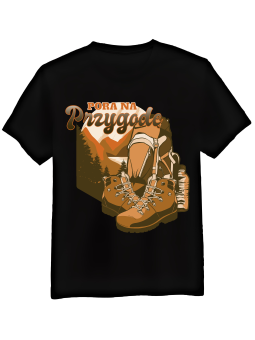 Koszulka Koszulka Męska Pora Na Przygodę Czarna - Śmieszne T-Shirty z Nadrukami ?