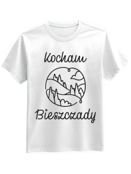Koszulka Koszulka Męska Kocham Bieszczady Biała - Śmieszne T-Shirty z Nadrukami ?