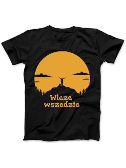 Koszulka Koszulka Damska Góry Wlezę Wszędzie Czarna - Śmieszne T-Shirty z Nadrukami ?