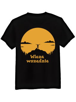 Koszulka Koszulka Męska Góry Wlezę Wszędzie Czarna - Śmieszne T-Shirty z Nadrukami ?