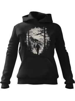 Bluza Damska z kapturem Człowiek w Górach Czarna - Modna Odzież z Nadrukami ?