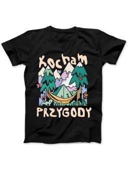 Koszulka Koszulka Damska Kocham Przygody Czarna - Śmieszne T-Shirty z Nadrukami ?