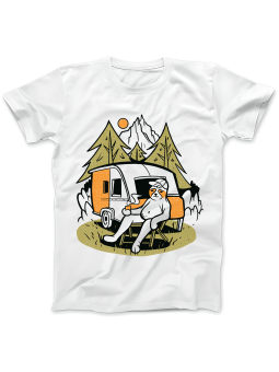 Koszulka Koszulka Damska Camping w Górach Biała - Śmieszne T-Shirty z Nadrukami ?