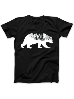 Koszulka Koszulka Damska Niedźwiedź Las Czarna - Śmieszne T-Shirty z Nadrukami ?