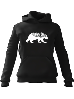 Bluza Męska z kapturem Niedźwiedź Las Czarna - Śmieszne gadżety z Nadrukami ?