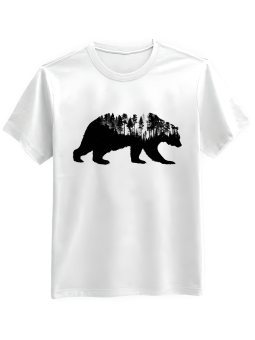 Koszulka Koszulka Męska Niedźwiedź Las Biała - Śmieszne T-Shirty z Nadrukami ?