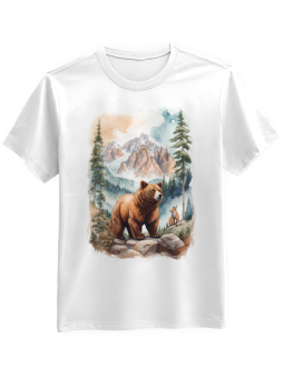 Koszulka Koszulka Męska Niedźwiedź i Lis Biała - Śmieszne T-Shirty z Nadrukami ?