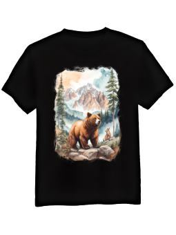 Koszulka Koszulka Męska Niedźwiedź i Lis Czarna - Śmieszne T-Shirty z Nadrukami ?