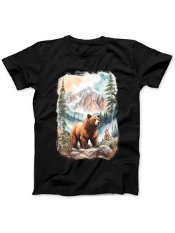 Koszulka Koszulka Damska Niedźwiedź i Lis Czarna - Śmieszne T-Shirty z Nadrukami ?