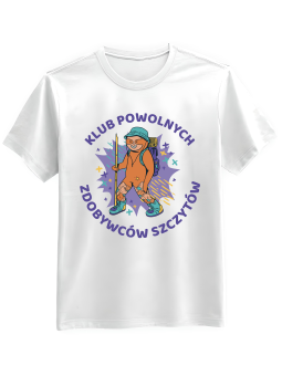 Koszulka Koszulka Męska Klub Powolnych Zdobywców Szczytów Biała - Śmieszne T-Shirty z Nadrukami ?
