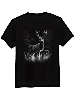 Koszulka Koszulka Męska Realistyczny Jeleń Czarna - Śmieszne T-Shirty z Nadrukami ?