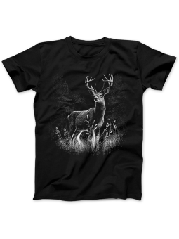 Koszulka Koszulka Damska Realistyczny Jeleń Czarna - Śmieszne T-Shirty z Nadrukami ?