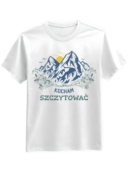 Koszulka Koszulka Męska Góry Kocham Szczytować Biała - Śmieszne T-Shirty z Nadrukami ?