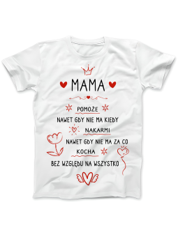 Koszulka Koszulka Damska Mama Pomoże Biała - Śmieszne T-Shirty z Nadrukami ?
