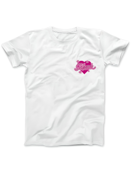 Koszulka Koszulka Damska Mama Serce nadruk na piersi Biała - Śmieszne T-Shirty z Nadrukami ?