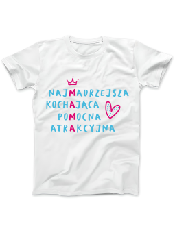 Koszulka Koszulka Damska Mama Krzyżówka Biała - Śmieszne T-Shirty z Nadrukami ?